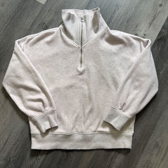 Athleta Funnel Neck Pullover Sweatshirt Heather Gray XS Oversized Athleisure - Picture 3 of 12